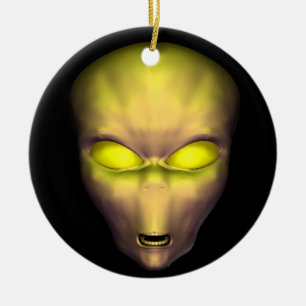 Goldene Alien Keramik Ornament