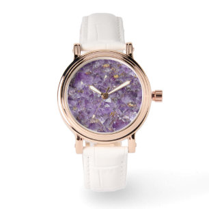 Goldene Amethyst-Schimmer Armbanduhr
