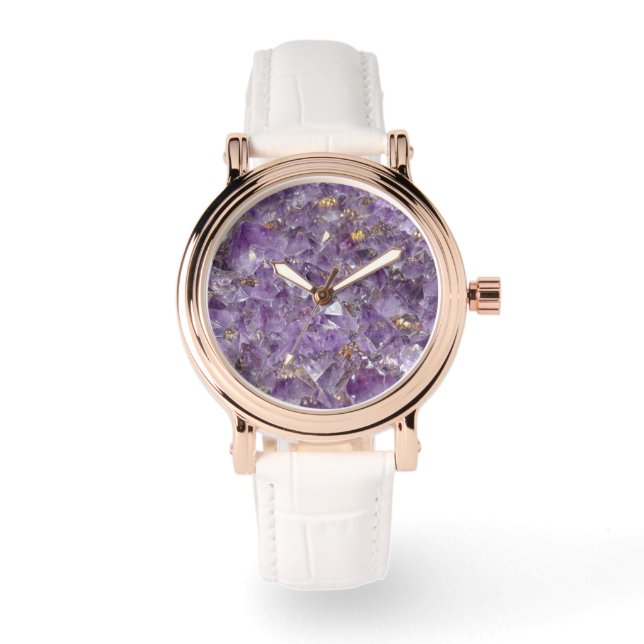 Goldene Amethyst-Schimmer Armbanduhr (Vorderseite)