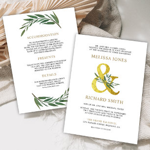 Goldene Ampere und Olivenzweig in einer Hochzeit Einladung