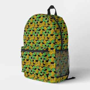 Goldene Ananas auf Streifen Bedruckter Rucksack