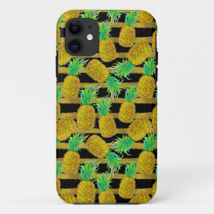 Goldene Ananas auf Streifen Case-Mate iPhone Hülle