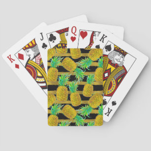 Goldene Ananas auf Streifen Spielkarten