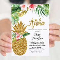 Goldene Ananas Brautdusche Einladung Sukkulent