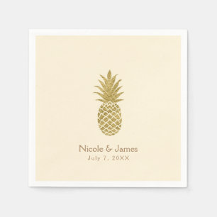 Goldene Ananas Creme Tropische Elegante Hochzeit Serviette
