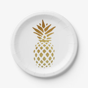 Goldene Ananas, Frucht im Gold Pappteller