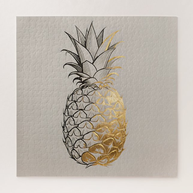Goldene Ananas-Linienkunst (Vertikal)