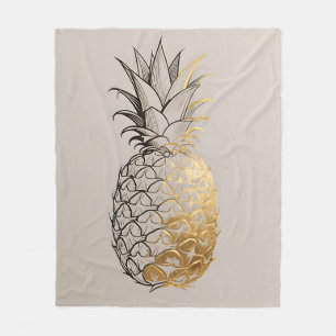 Goldene Ananas-Linienkunst Fleecedecke