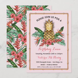 Goldene Ananas Luau Party Einladung