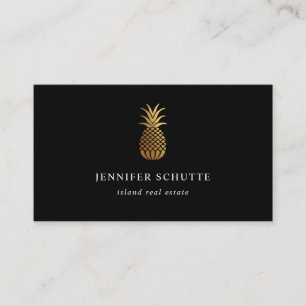Goldene Ananas Modernes Black & Gold Anwesen Visitenkarte