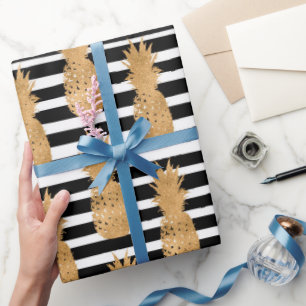 Goldene Ananas-Muster Tropisch Geschenkpapier