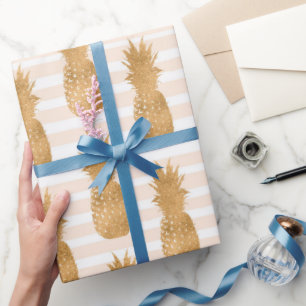 Goldene Ananas-Muster Tropisch  Geschenkpapier