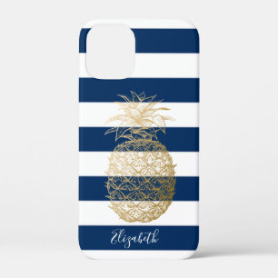 Goldene Ananas ,Navy Blau Gestreift-Personalisiert Case-Mate iPhone Hülle