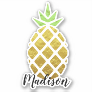 Goldene Ananas  Personalisierte Zollschneiden Aufkleber