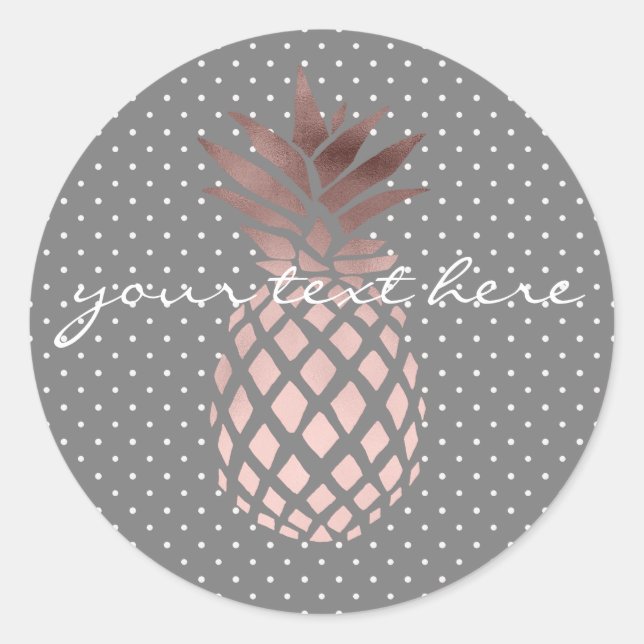 Goldene Ananas-Polka-Punkte der Rose Runder Aufkleber (Vorderseite)