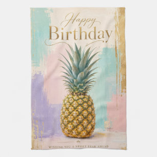 Goldene Ananas Tropical Geburtstag Geschirrtuch