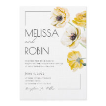 Goldene Anemonen-Blumen-Minimal-Hochzeits-Einladun