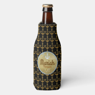 goldene Anker des Seebootes mit Monogramm, sie Flaschenkühler