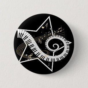 Goldene Anmerkungen des musikalischen Sternes Button