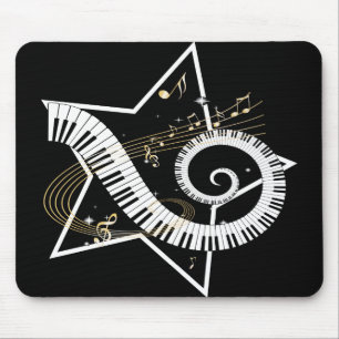 Goldene Anmerkungen des musikalischen Sternes Mousepad