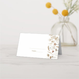Goldene Aquarell-Wiesen-Wildblumen-Hochzeit Platzkarte