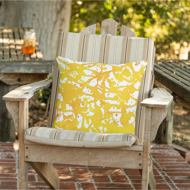 Goldene Aquarellfarbe Abstraktes Außenkissen Kissen (Stuhl )
