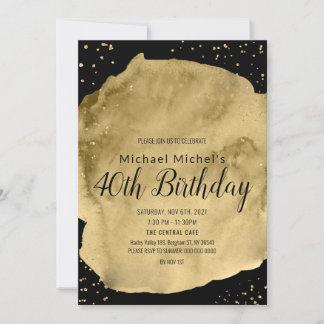 Goldene Aquarellpinsel Einladung