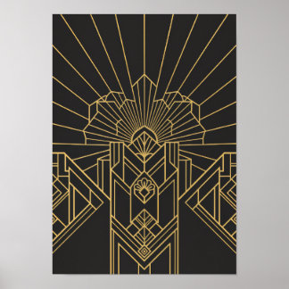 Goldene Ära Mitternacht Art Deco Geometrie Kunstpo Poster