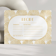 Goldene Art Deco Brautparty Rezept Karte