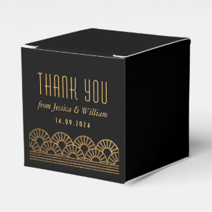 Goldene Art Deco Hochzeitsempfangs-Gastgeschenkbox Geschenkschachtel