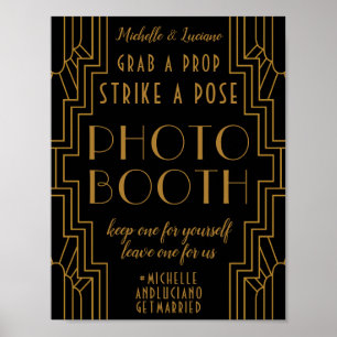 Goldene Art Deco Hochzeitsschild Editierbare Fotob Poster