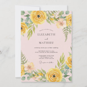 Goldene Ästhetische Hochzeit in Blütenpracht Einladung