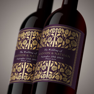 Goldene Aubergine Royal Mittelalterliches Schwert Weinetikett