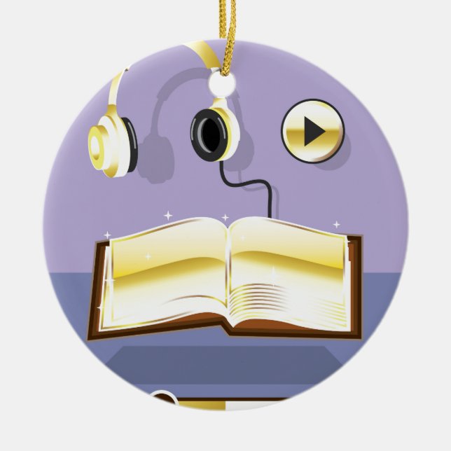 Goldene Audiobook vektorkunst-Ikone Keramik Ornament (Vorne)