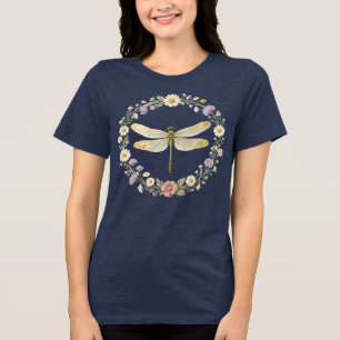 Goldene Aura Libellen Botanik Tri-Blend Shirt