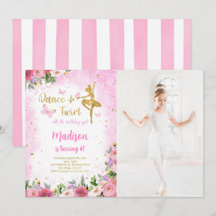 Goldene Ballerina-Foto-Einladung  Einladung