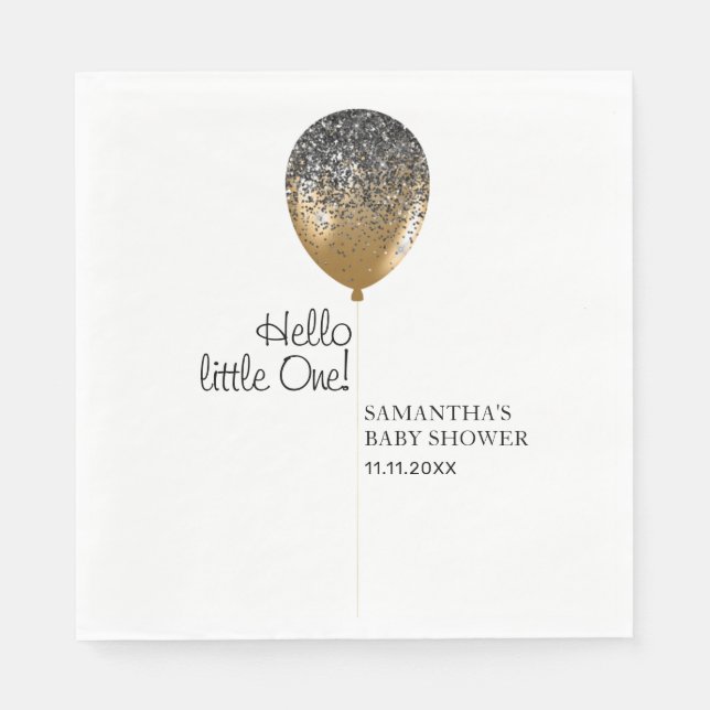 Goldene Ballon-Baby-Party-Feier Serviette (Vorderseite)