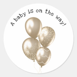 Goldene Ballons - Baby Shower Runde Aufkleber