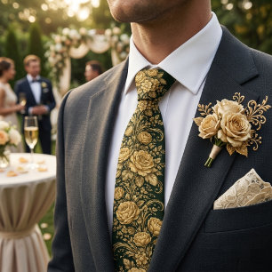 Goldene Barock-Blumen-Eleganz Krawatte
