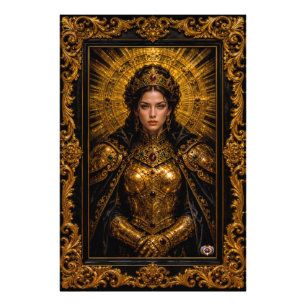 Goldene Barockporträt von Isadora Moretti in Prach Fotodruck