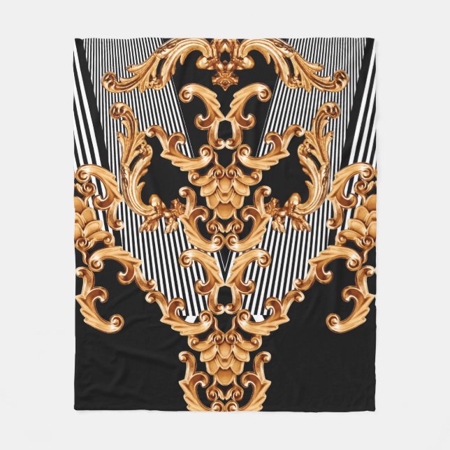 Goldene Barockschmuck Fleecedecke (Vorderseite)