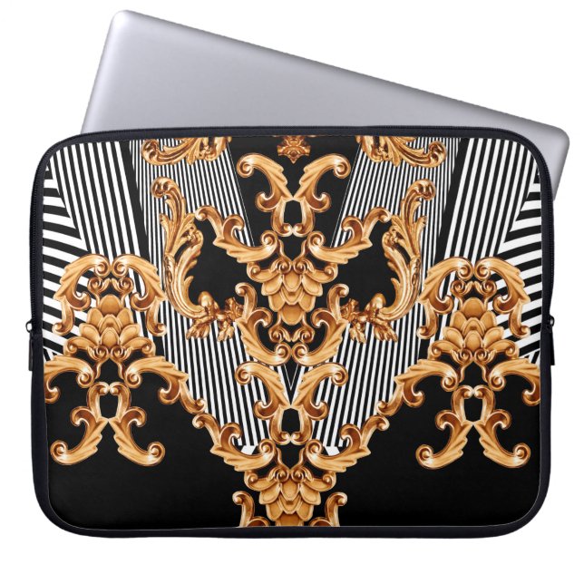 Goldene Barockschmuck Laptopschutzhülle (Vorderseite)