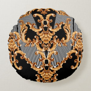 Goldene Barockschmuck Rundes Kissen