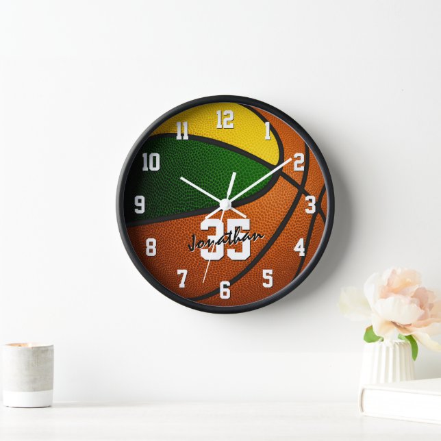 Goldene Basketball Jungs Mädchen Sportstube Dekora Uhr (Zuhause)