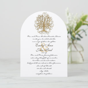 Goldene Bäume Einladung zur Hochzeit
