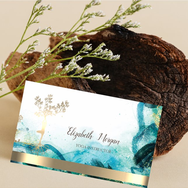 Goldene Bäume Frauen Silhouette Abstrakt Visitenkarte (Von Creator hochgeladen)