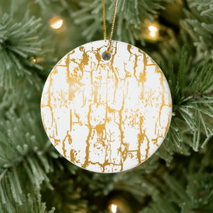 Goldene Baumrindenrisse Keramik Ornament