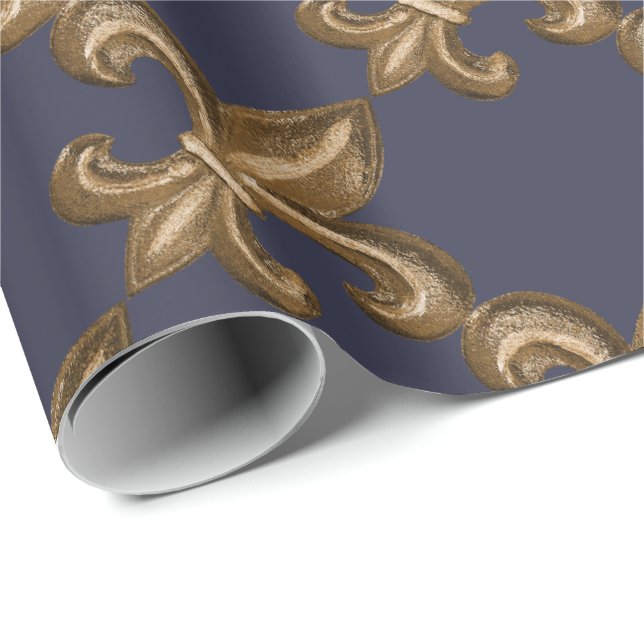 Goldene bearbeitetes Eisen-Lilien-Gewohnheit Geschenkpapier (Rolleneckpunkt)