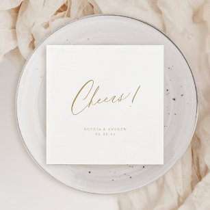 Goldene Beifall-Skript minimalistische Hochzeit Serviette