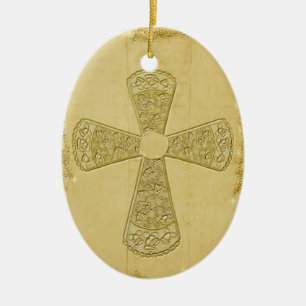 Goldene Bell-Kreuz Keramikornament